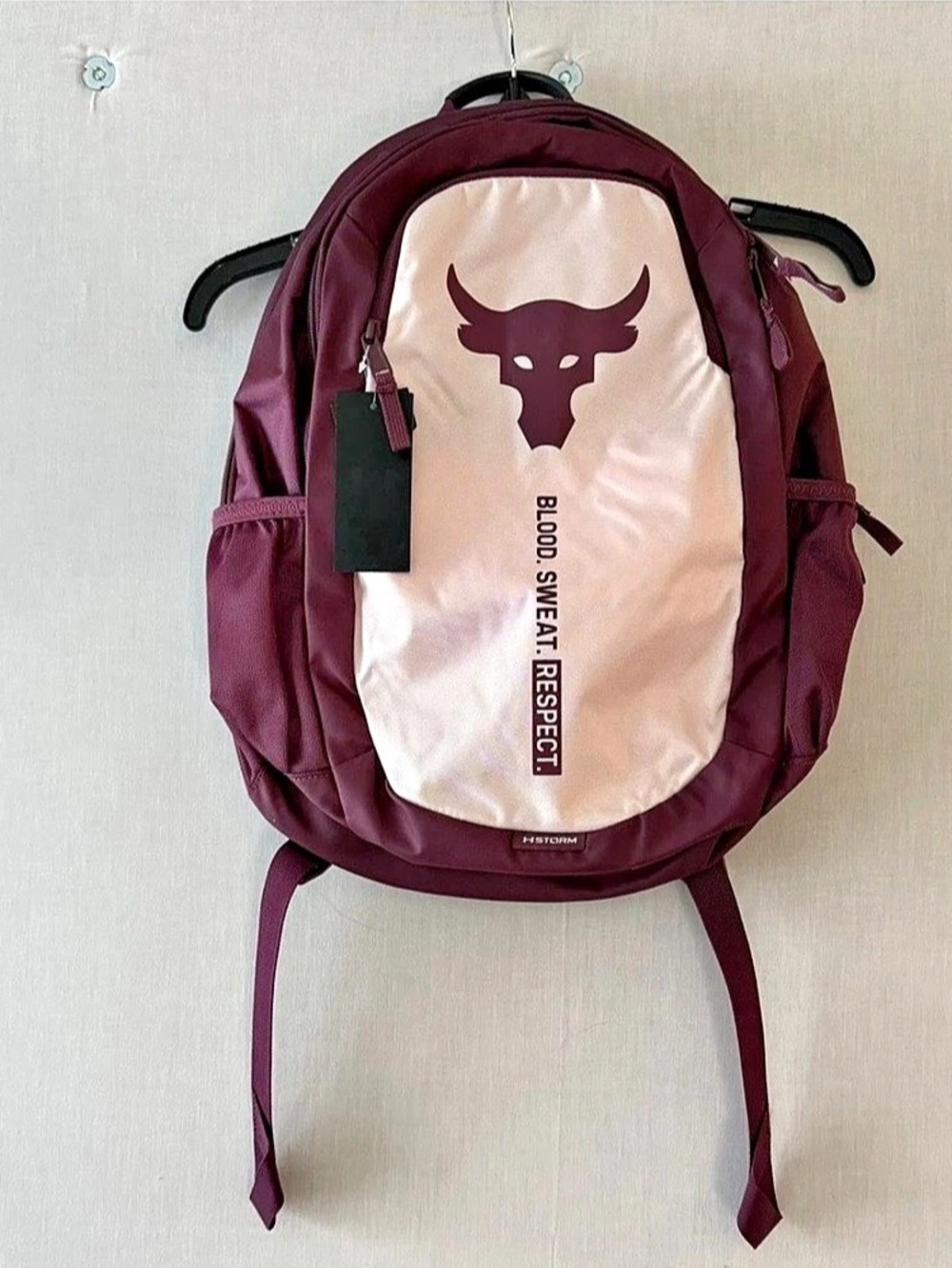 Under Armour Project Rock Box Backpack in Burgundy & Cream
